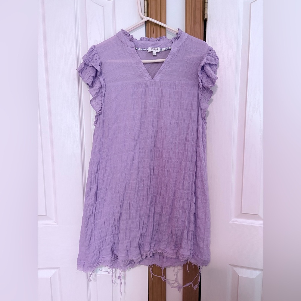 Umgee raw hel Lavender Ruffle Sleeve dress